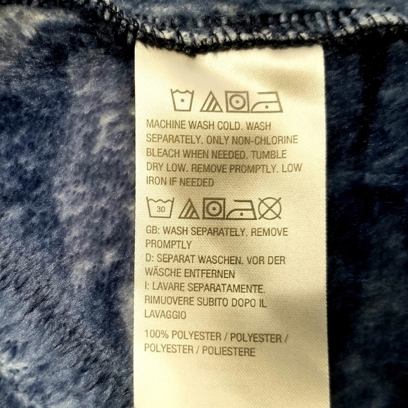 Susan Graver Weekend Cozy Fluffly Blue Camouflage Relaxed Waterfall Cardigan, MP - Picture 6 of 8